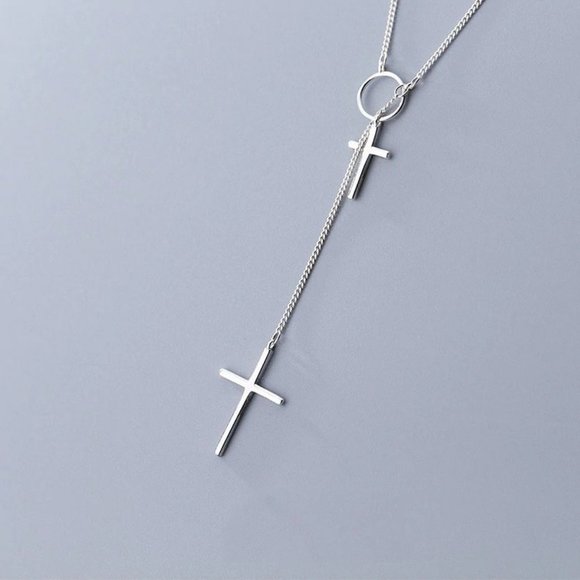 NEW 925 Sterling Silver Cross Circle Necklace - Picture 3 of 4
